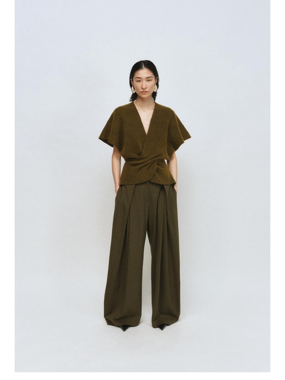 Zara Olive Wrap Knit Top - Women